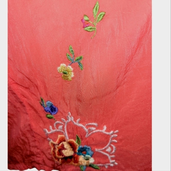 Johnny Was* Embroidered Boho Blouse* Floral* Coral* Sz XS - Picture 3 of 6